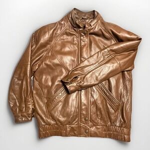 VTG Reed Sportswear Men's Brown Leather Bomber Jacket Coat Size 42 Thinsulate US